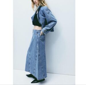 H&m denim maxi skirts light blue  BNWT